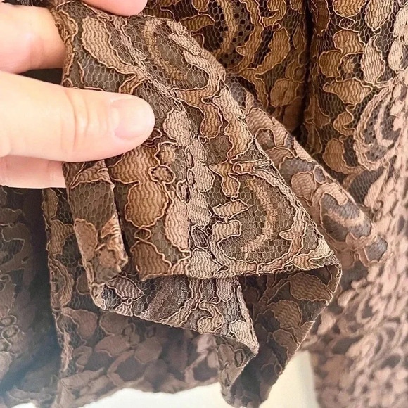 Moschino Cheap and Chic Brown Lace High Waisted Pants Made in Italy Size 10 - Picture 9 of 12